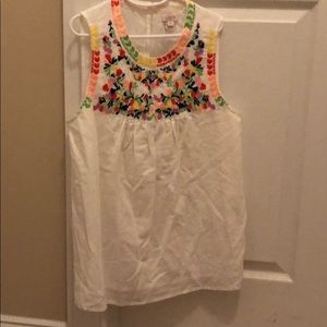 J Crew white & floral sleeveless top